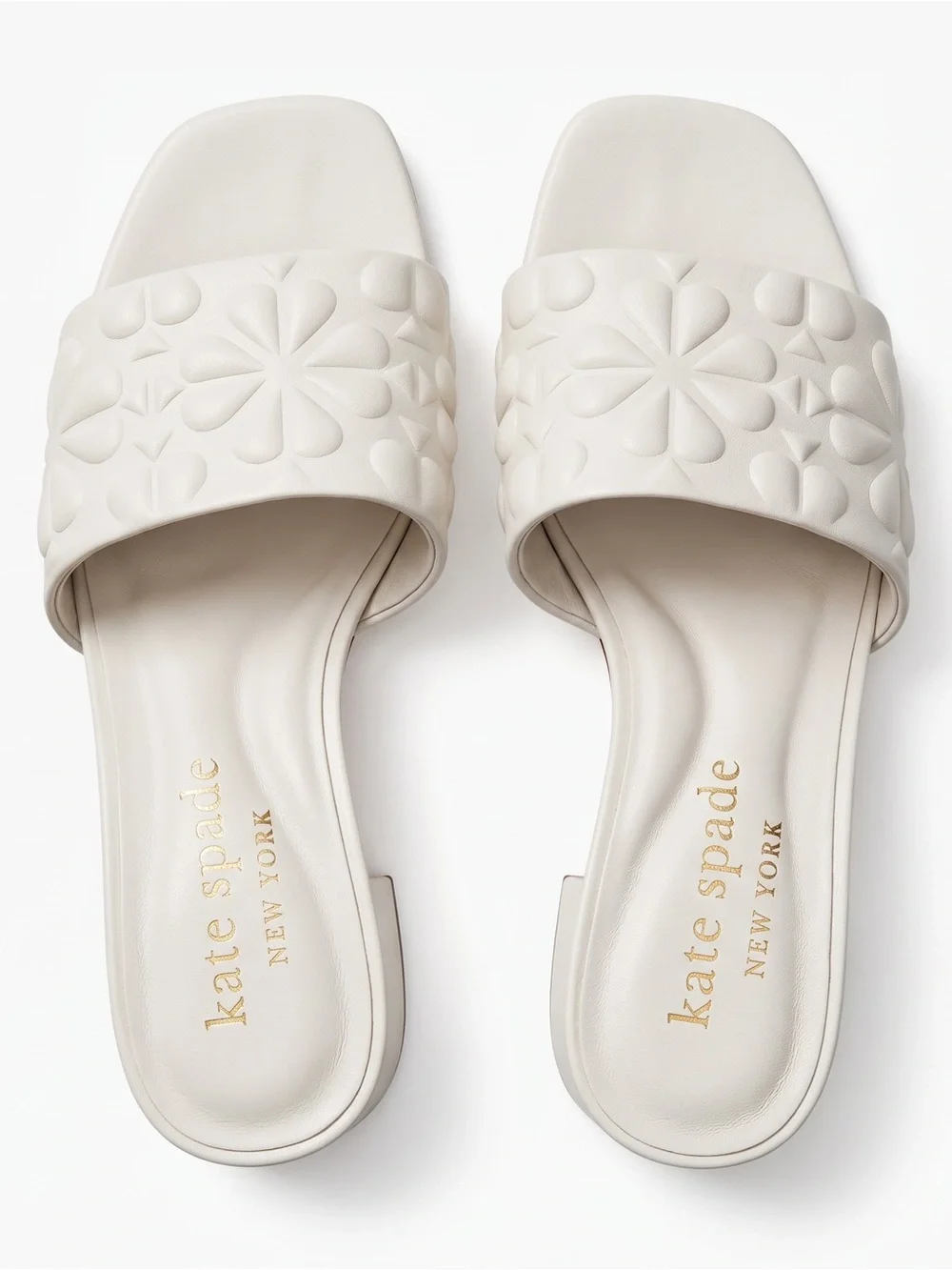 kate spade Cream Quilted Floral Block Heel Mules size 10B gentle use